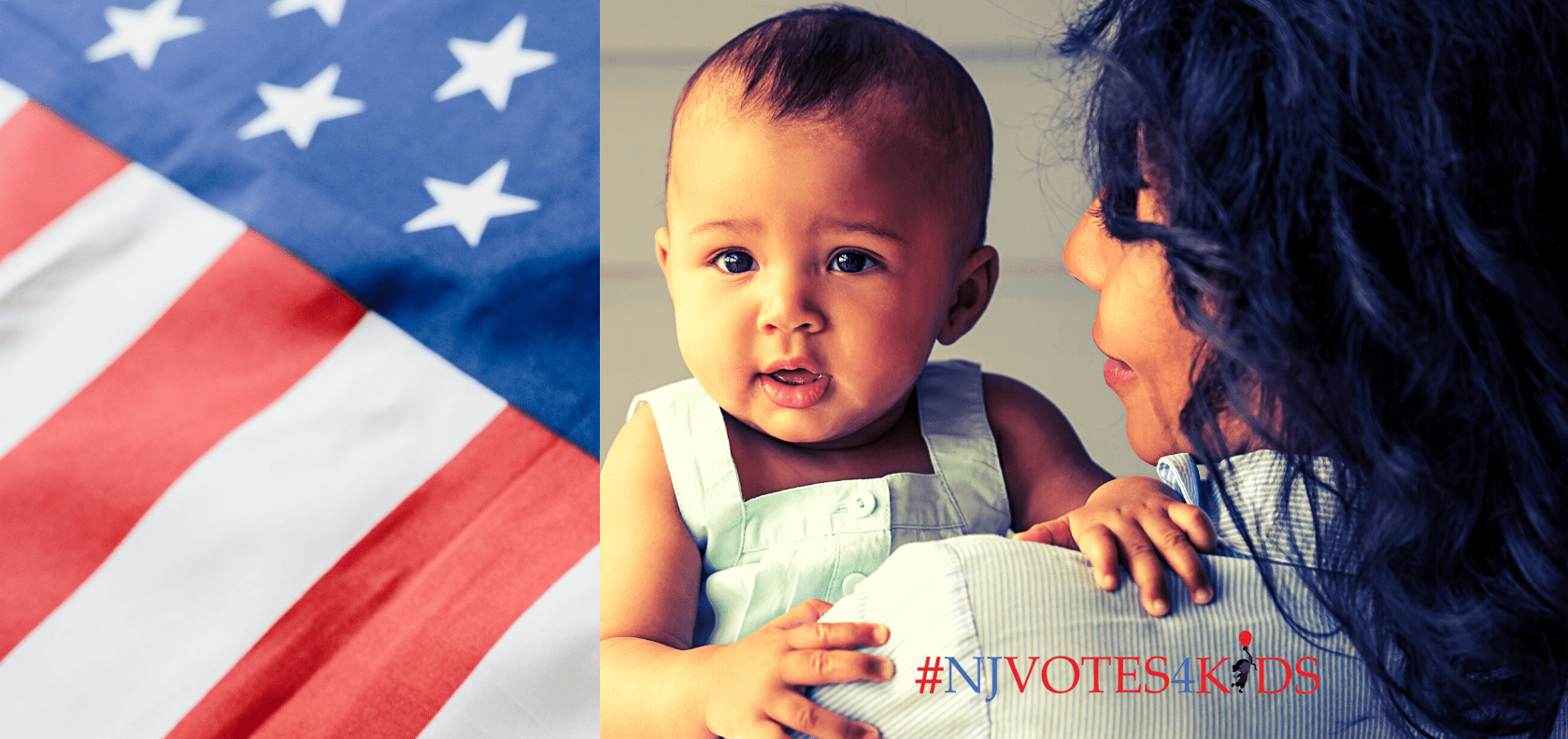 Parent with baby and US Flag